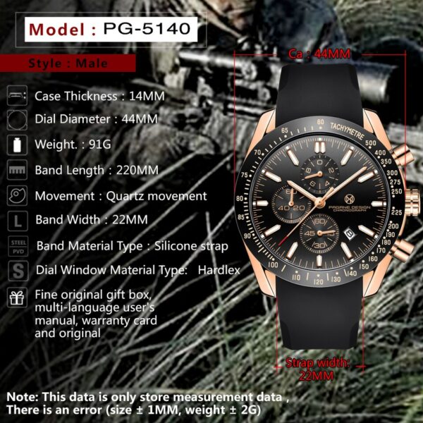 PAGANI DESIGN Men Quartz Watches 44MM Top Waterproof Luxury Business Sapphire Stainless Steel - Image 4