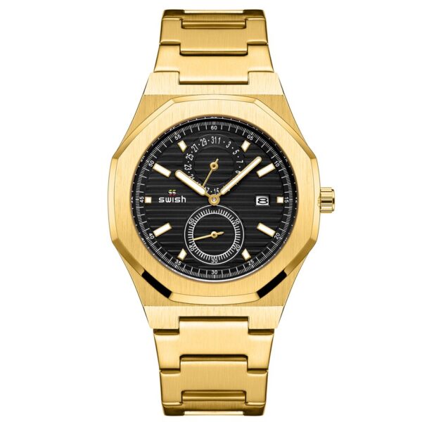 Fashion Octagonal Chronograph Quartz Watches Men Top Brand Luxury Golden Stainless Steel Wristwatch Man Waterproof 3ATM - Image 3