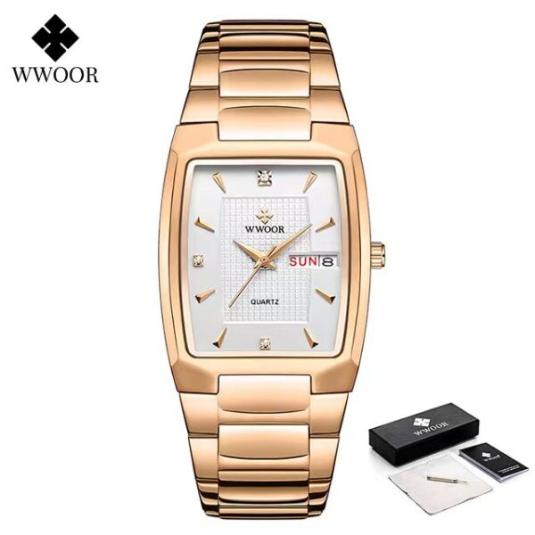 Men's Wristwatch  WWOOR Brand Luxury Quartz Watch Waterproof Business Male Date Clock Casual Fashion Black Relogio Masculino - Image 8